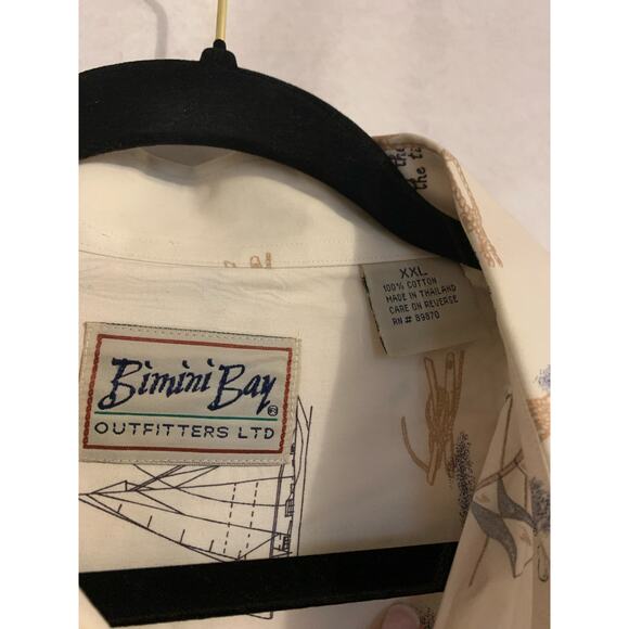 Bimini Bay Outfitters Button Up Short Sleeve NWOT Cream Ships Nautical Mens XXL - Picture 3 of 7